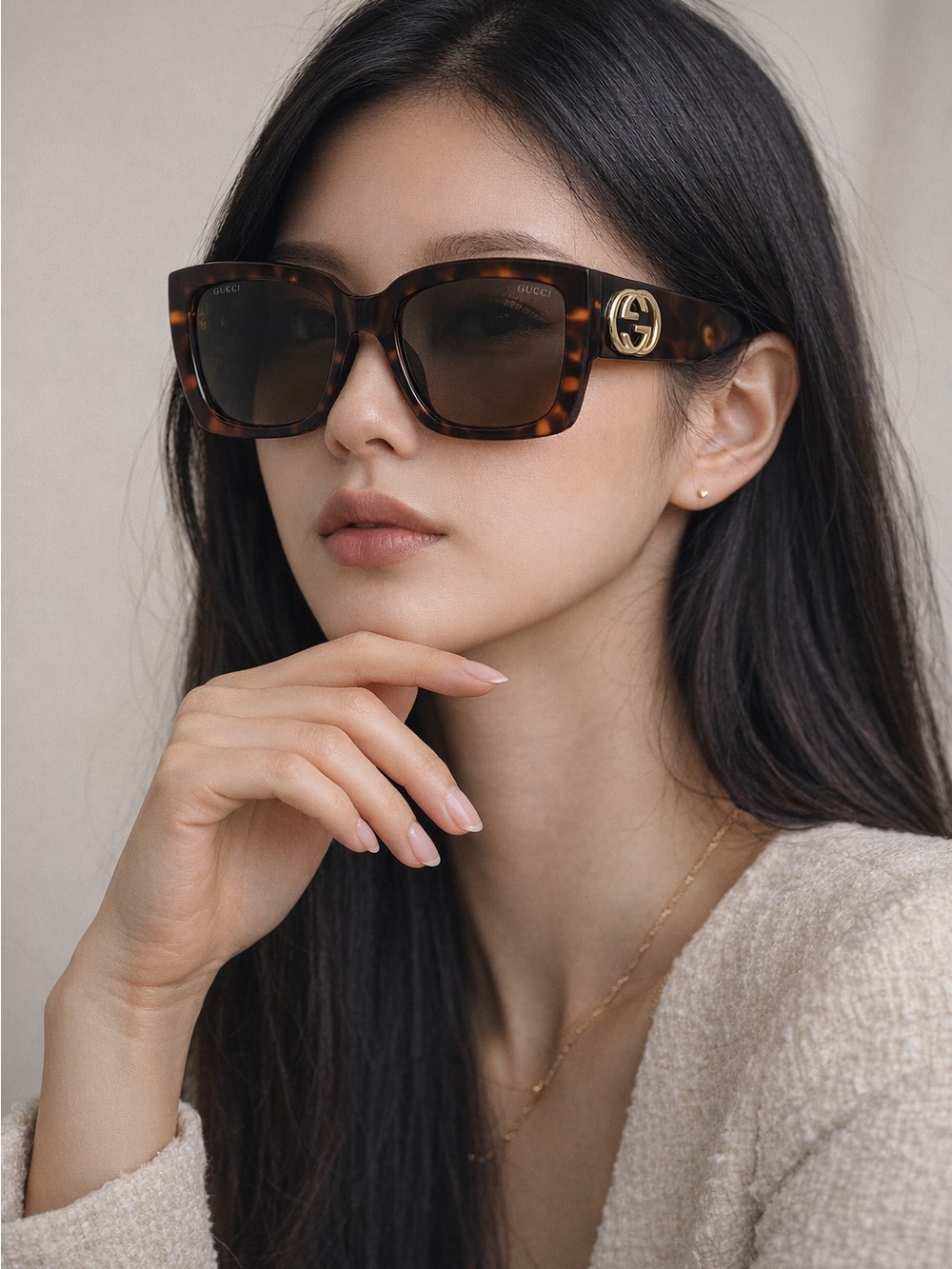 Gucci GG 3837/F/S Oversized Tortoise Sunglasses Made in Italy